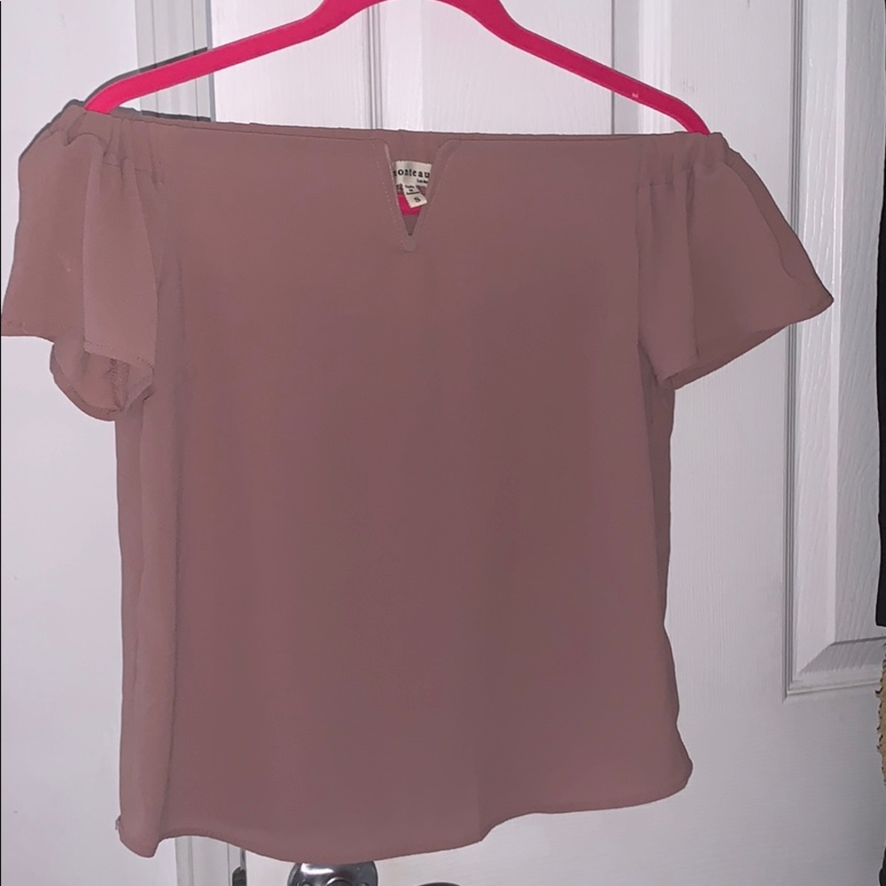 Chic mauve off the shoulder top